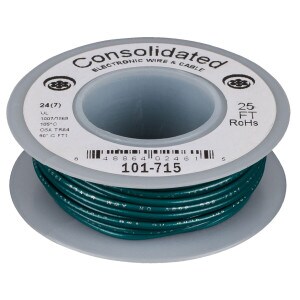 Consolidated Stranded 24 AWG Hook-Up Wire 25 ft. Green UL Rated